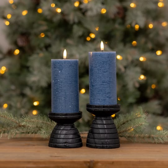Blue FIA Wick Pillar Candles, 2ct.